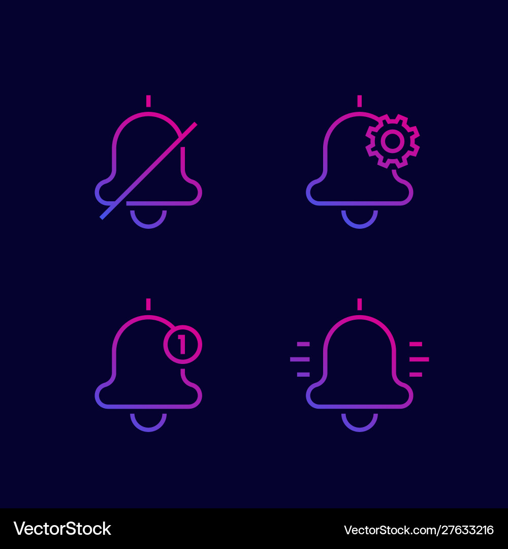 Notification Icon Set - Linear Style vector image