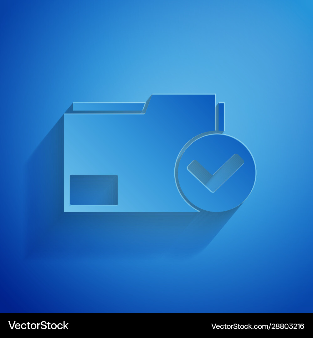 Paper cut document folder and check mark icon Paper cut document folder and check mark icon vector image