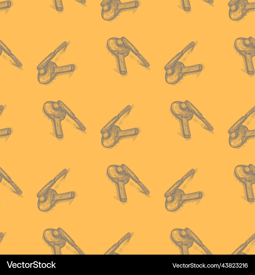 Ping pong racket engraved seamless pattern Ping pong racket engraved seamless pattern Vector Image