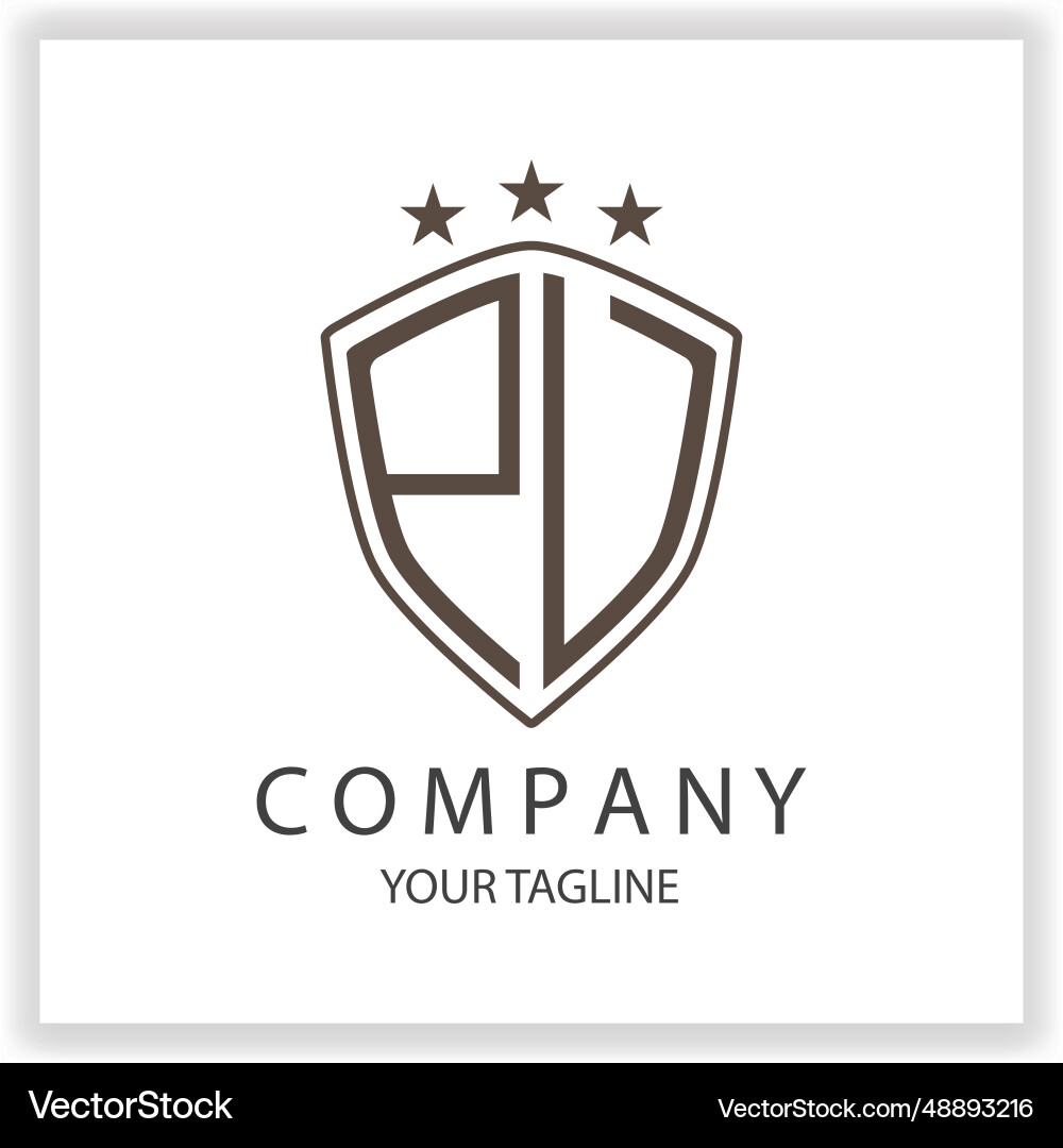 Pv pu logo monogram with shield shape isolated Pv pu logo monogram with shield shape isolated Vector Image