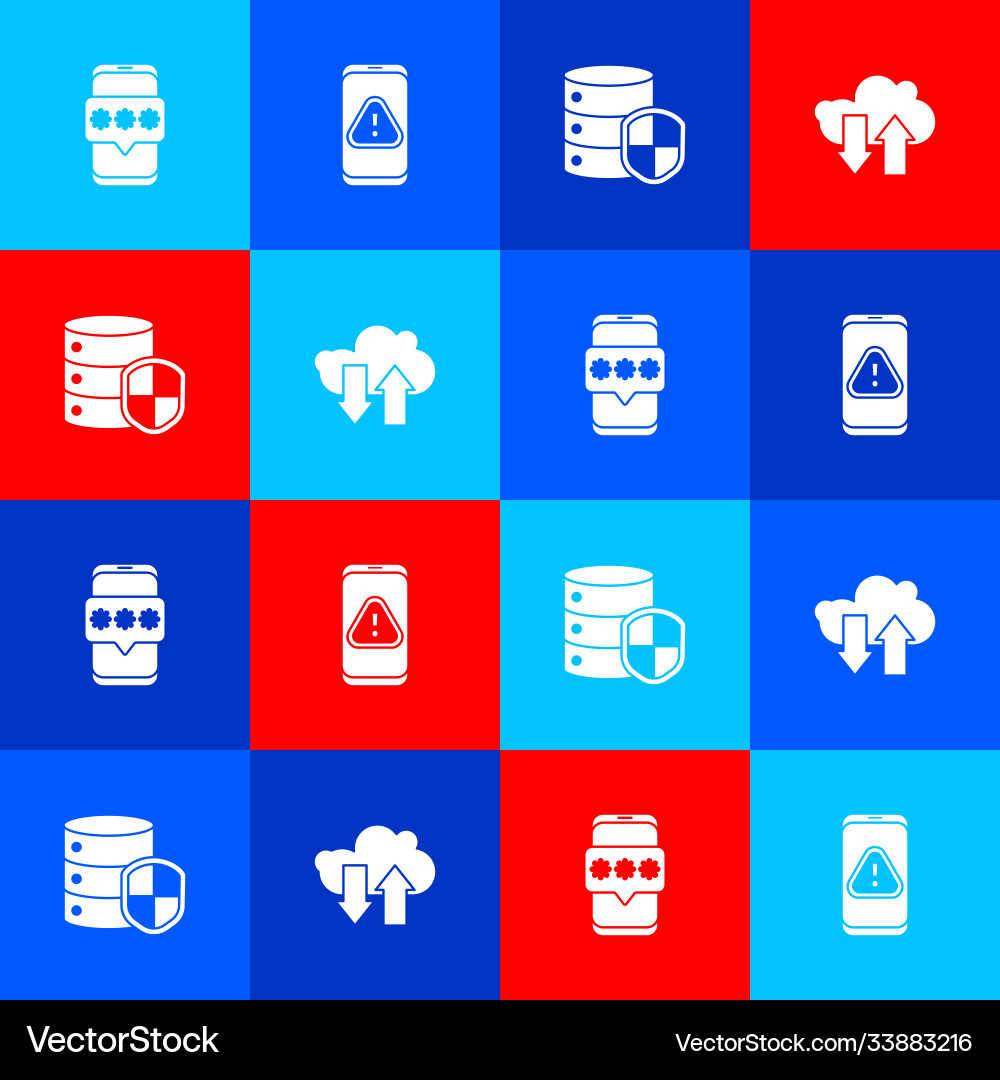 Set mobile and password with exclamation mark Set mobile and password with exclamation mark vector image