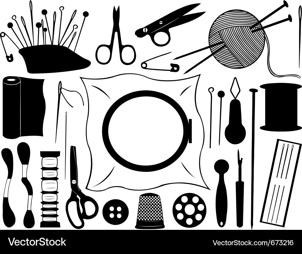 Sewing Tools & Equipment Vector Image