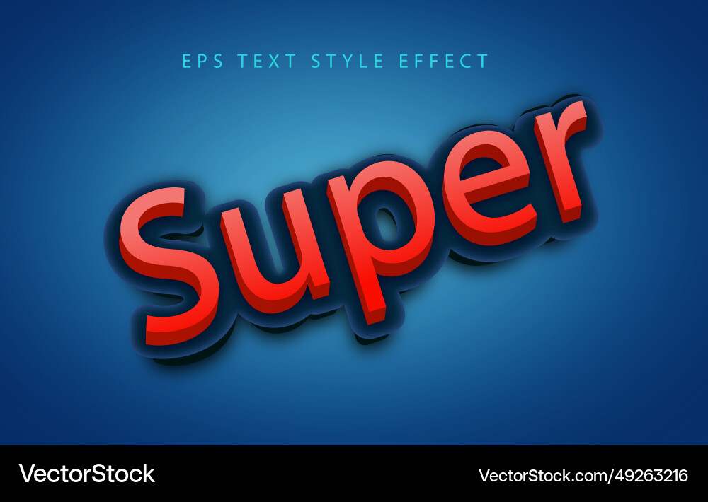 Super red bold 3d editable text style effect Vector Image