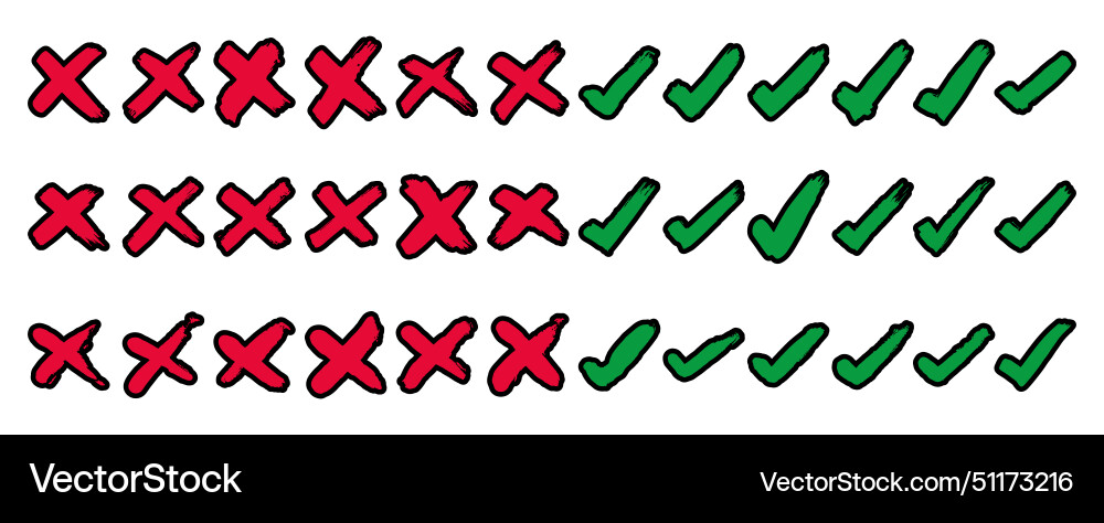 Tick check mark and cross-mark collection 2 Vector Image