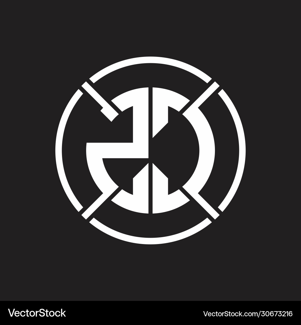 Zc logo monogram with four part circle slash Vector Image