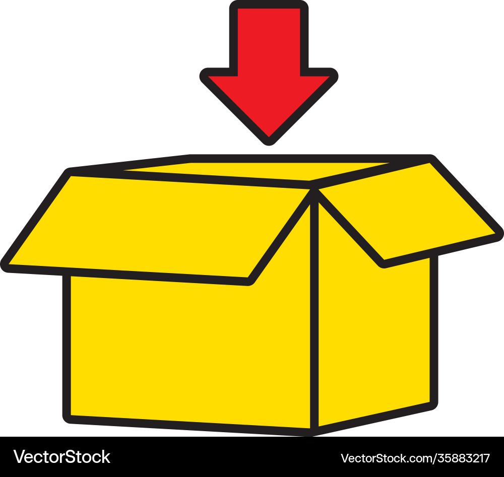 Arrow pointing a box icon line and fill style Arrow pointing a box icon line and fill style vector image