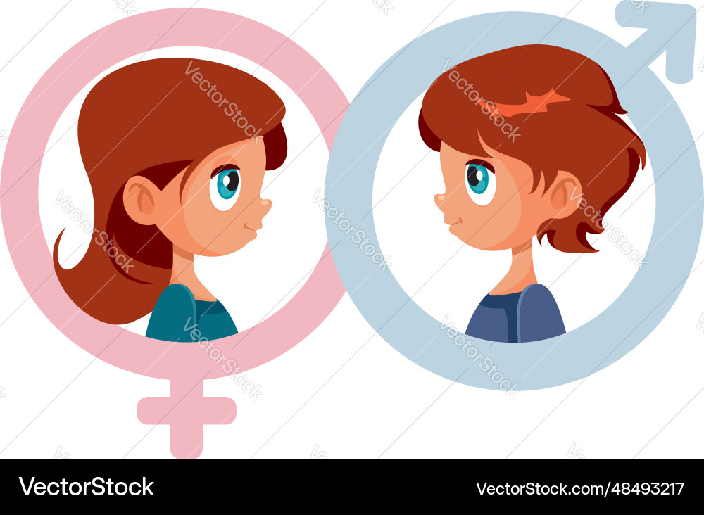 Boy and girl on gender symbols avatar portraits Boy and girl on gender symbols avatar portraits vector image