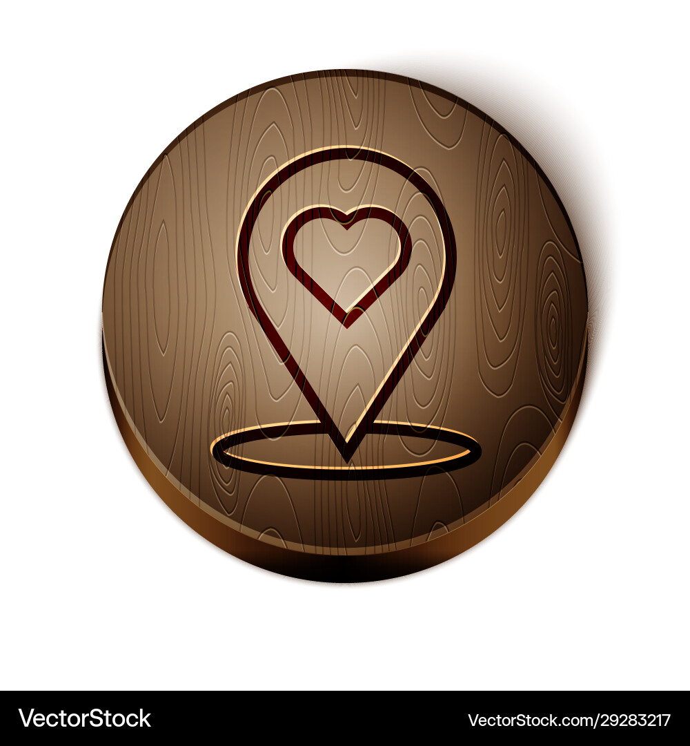 Brown line map pointer with heart icon isolated Brown line map pointer with heart icon isolated vector image