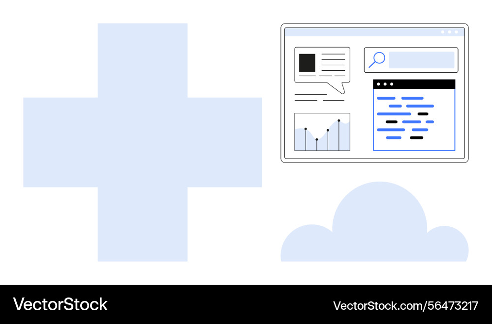 Data analytics dashboard with health symbol Data analytics dashboard with health symbol vector image
