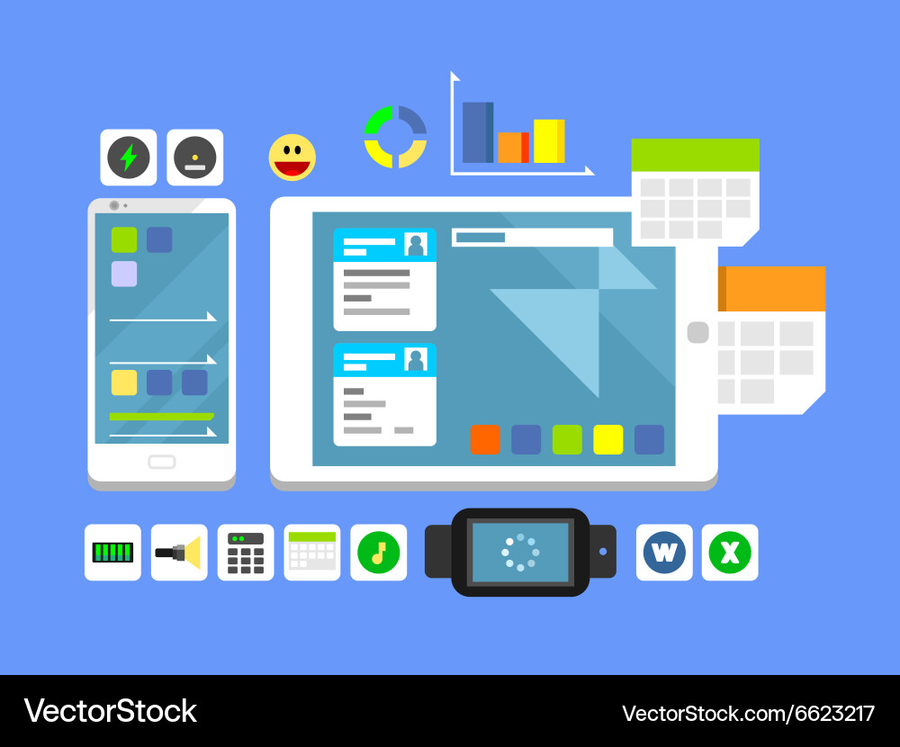 Developing a mobile app and layout vector image