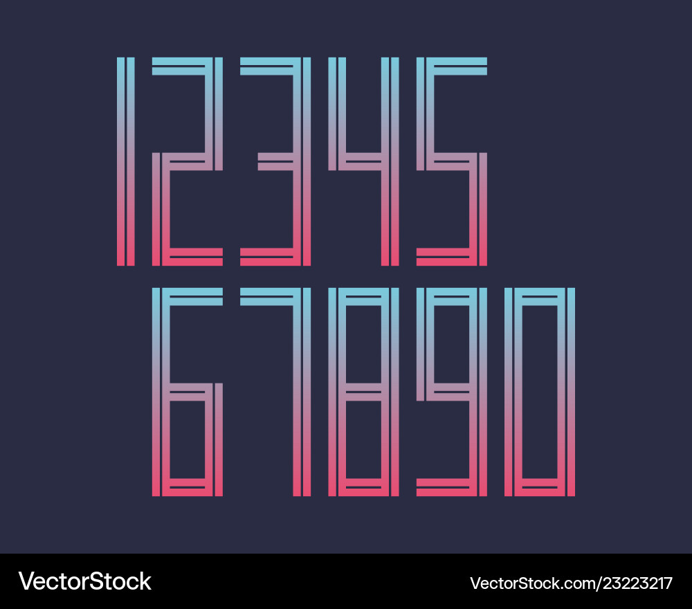 Geometric font line digital effect design numbers vector image