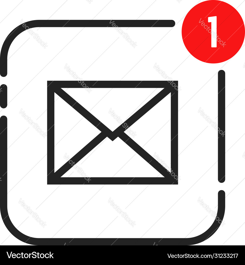 Linear one notification in full mailbox Linear one notification in full mailbox Vector Image