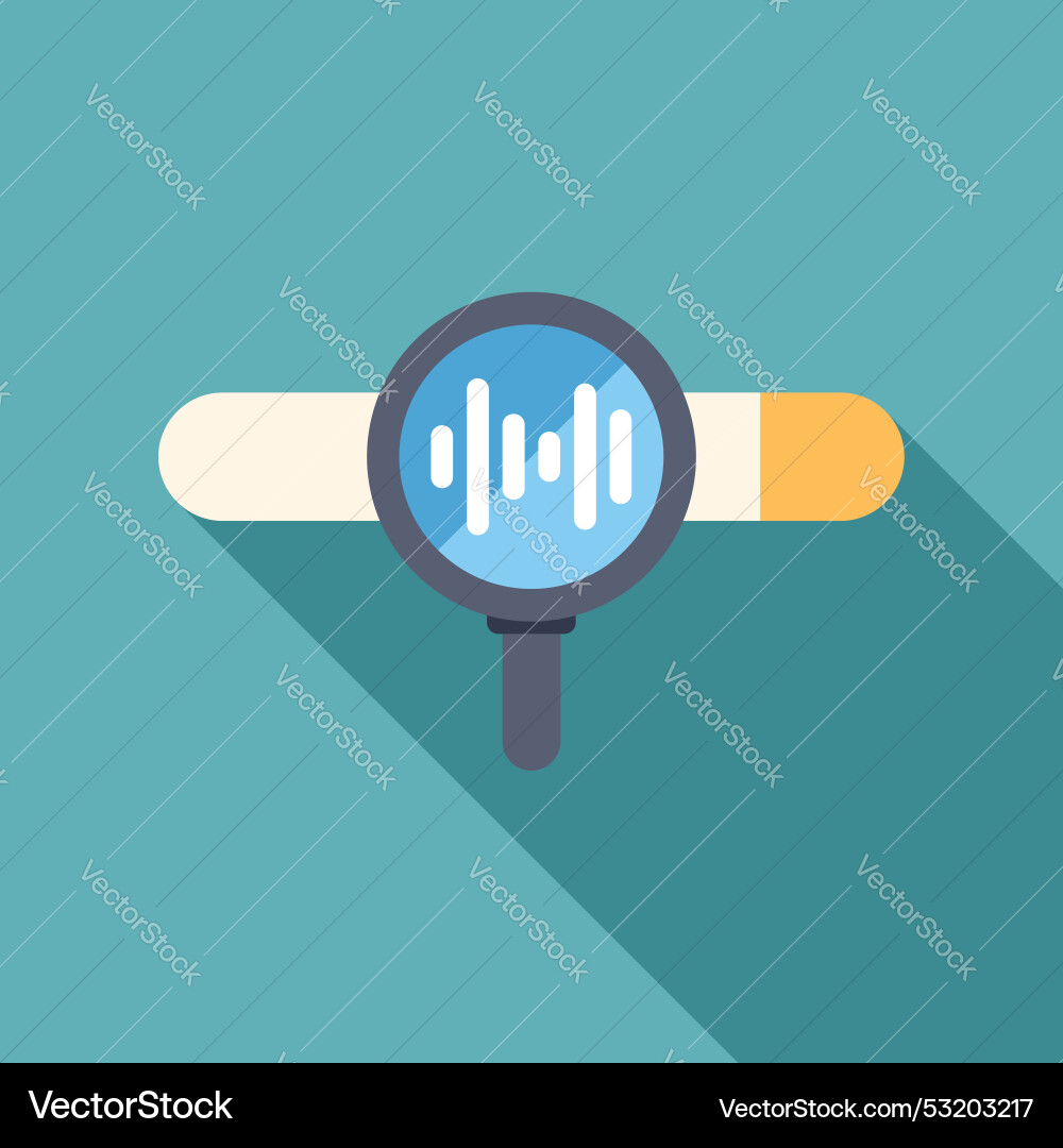 Magnifying glass analyzing sound wave on progress Vector Image