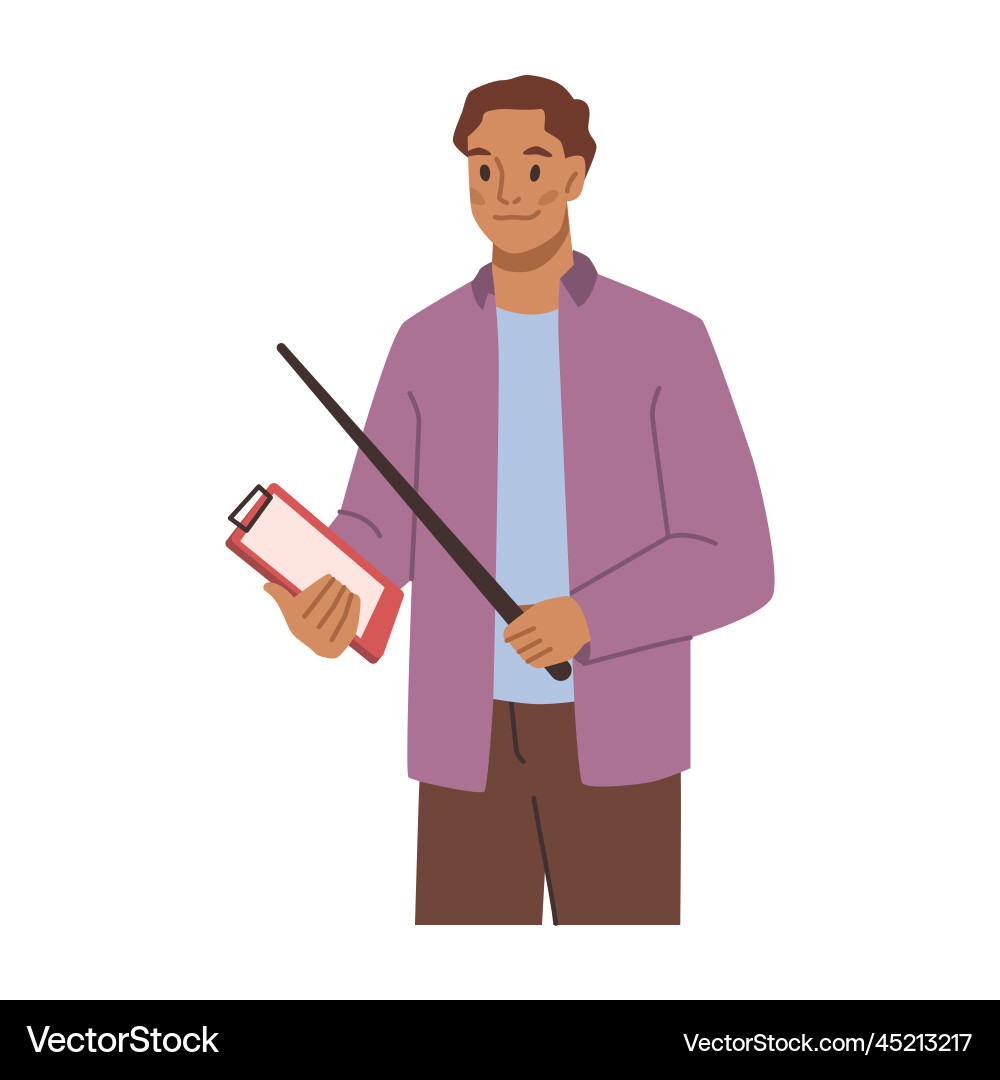 Man instructor making note writing paper document Man instructor making note writing paper document Vector Image