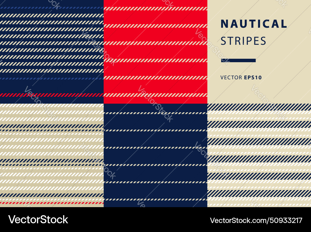 Nautical Stripe Pattern Set Vector Image