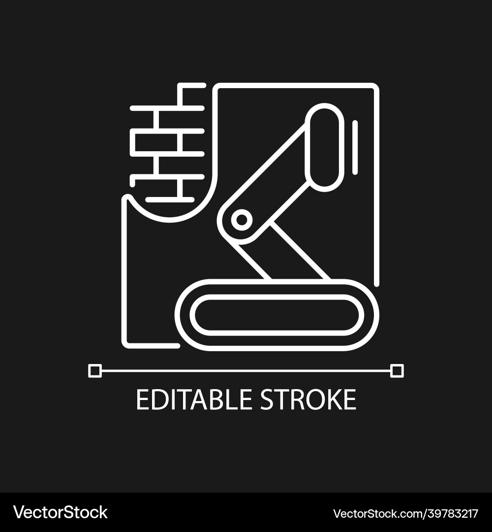 Robotics in concrete works white linear icon Vector Image