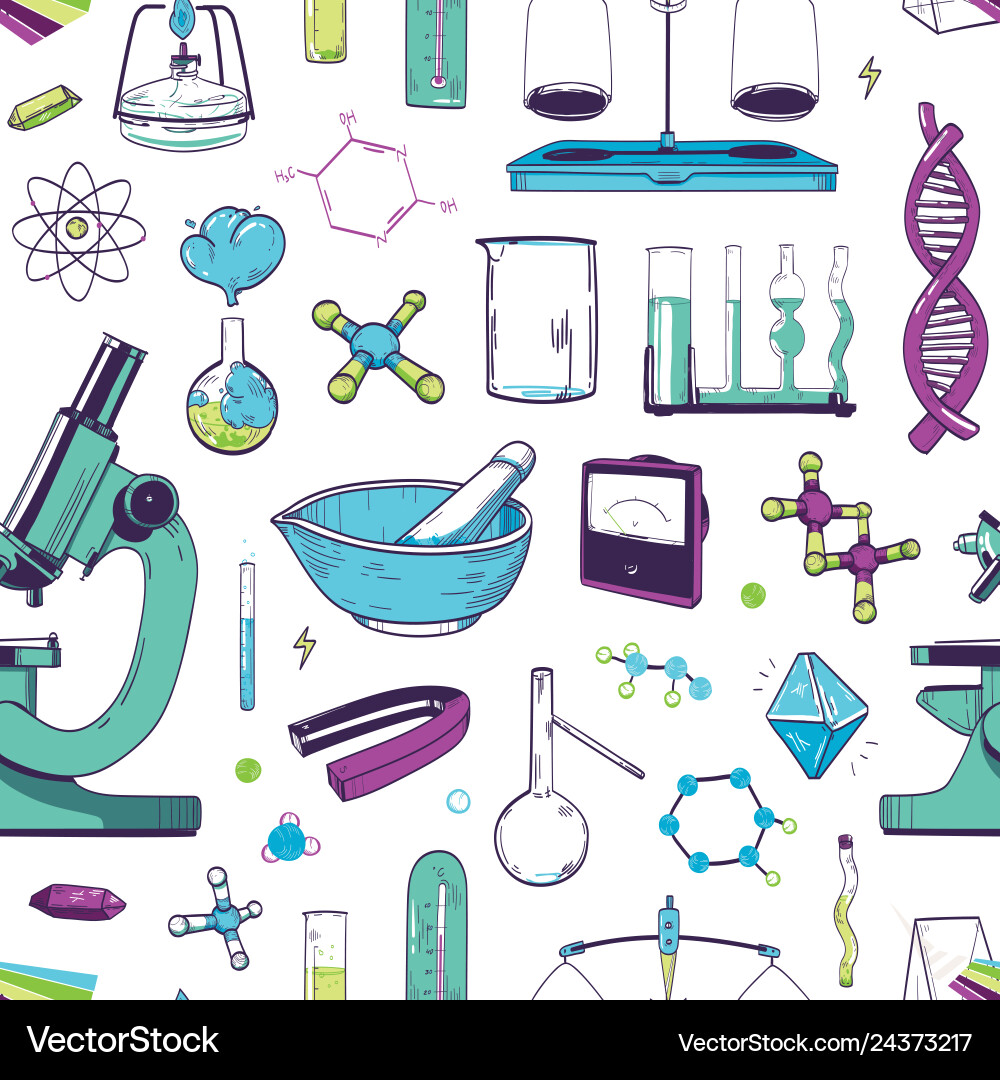 Seamless pattern with chemical and physical lab Seamless pattern with chemical and physical lab vector image