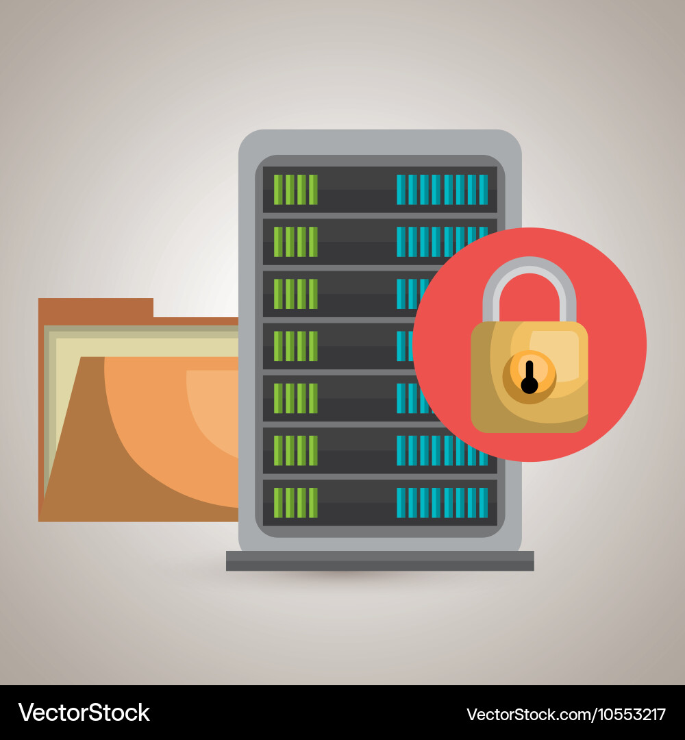 Server file folder lock vector image