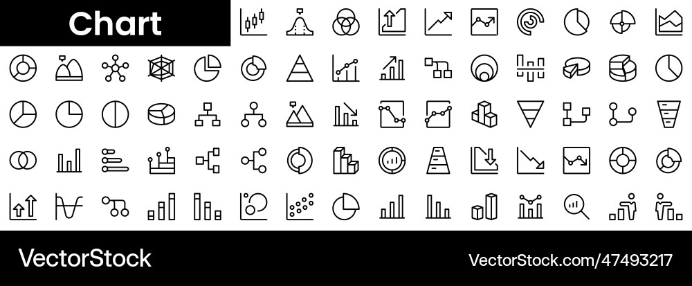 Set of outline chart icons minimalist thin linear Set of outline chart icons minimalist thin linear Vector Image