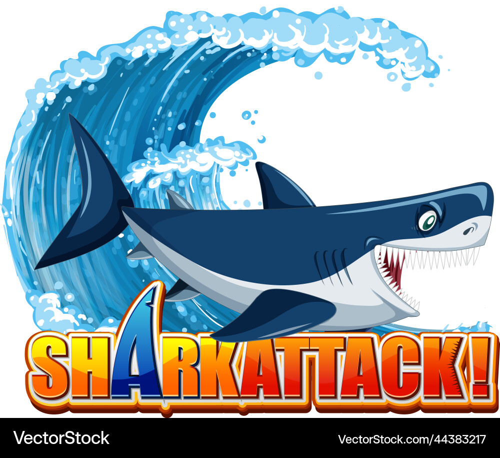 Shark attack icon with cartoon character Vector Image