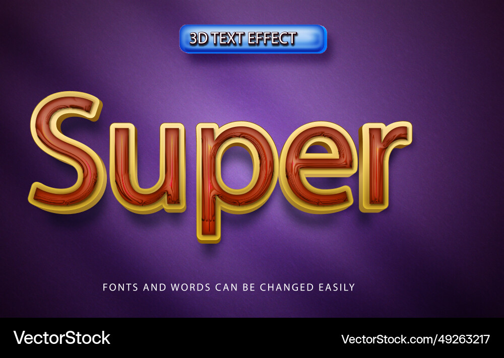 Super shining 3d editable text effect style Vector Image