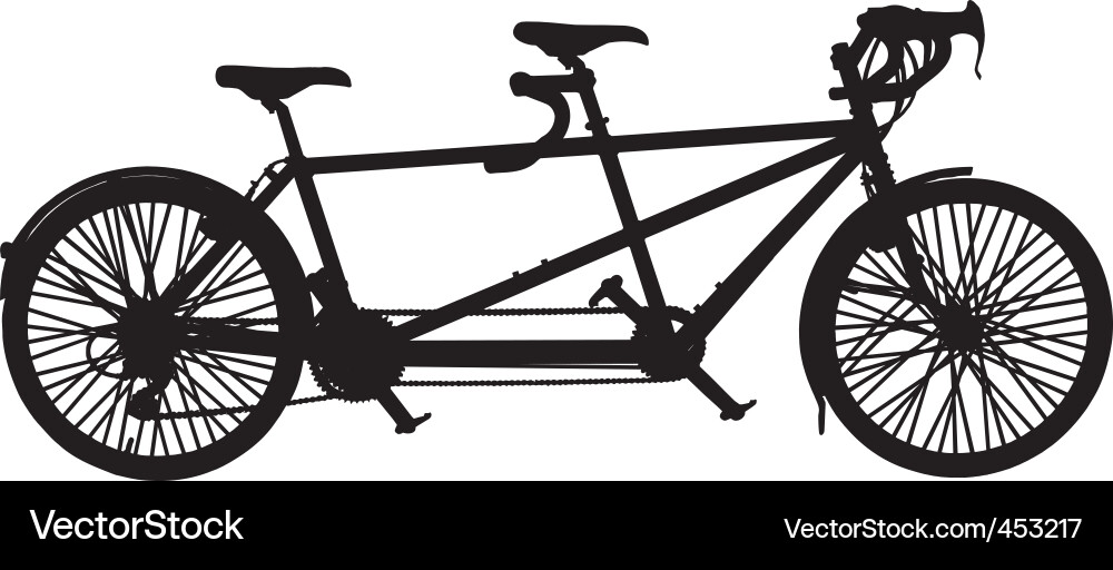 Tandem Bicycle Silhouette Vector Image