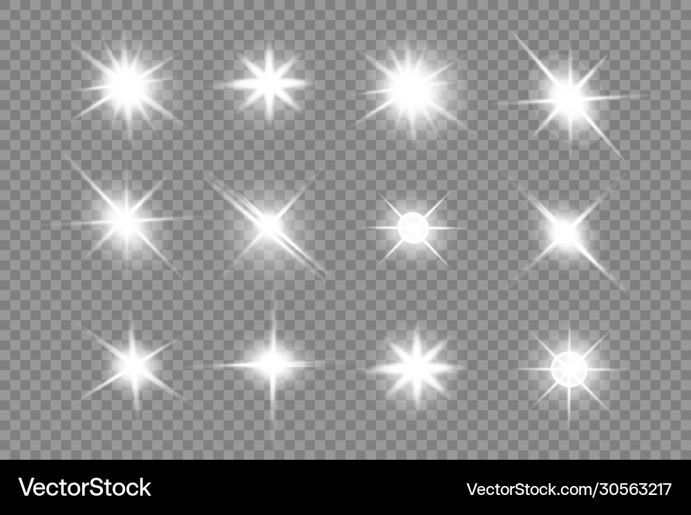White glowing light explodes on a transparent Vector Image