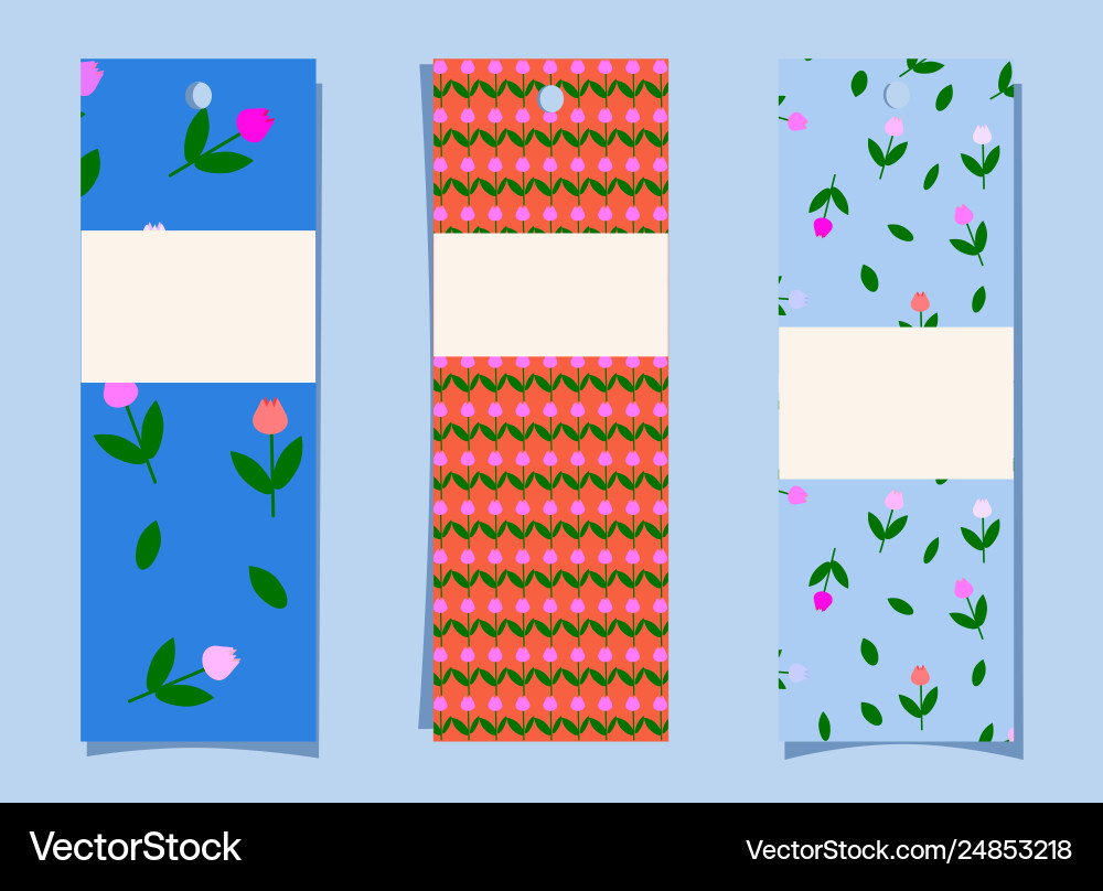 A set bookmarks simple cute tulip pattern A set bookmarks simple cute tulip pattern vector image