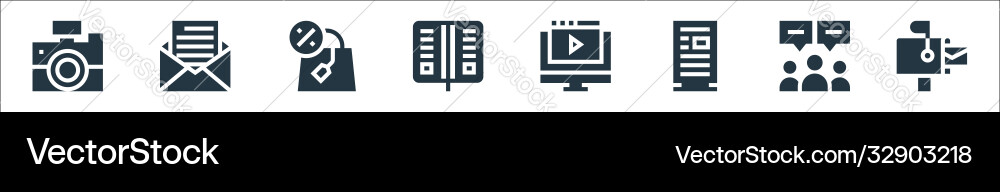Advertisement line icons linear set quality Advertisement line icons linear set quality vector image