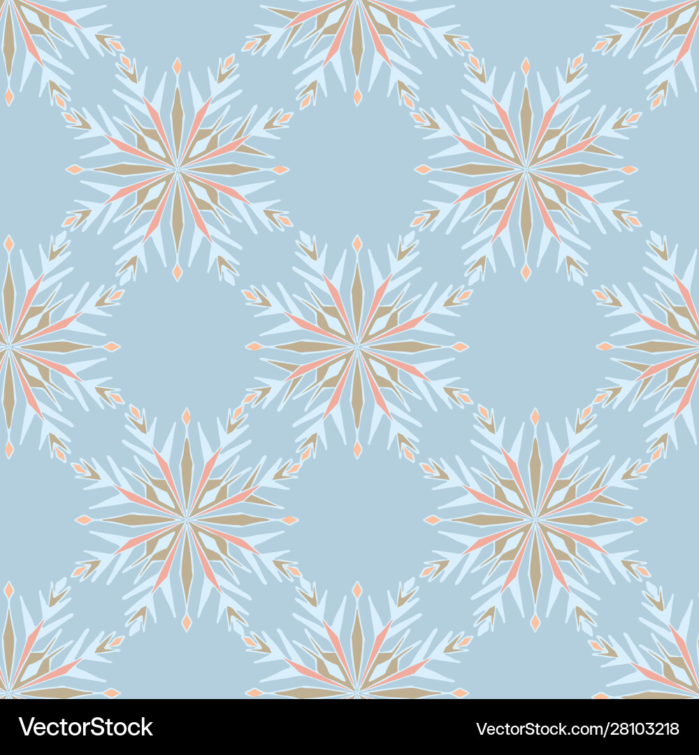 Blue snowflake lattice seamless repeat pattern Blue snowflake lattice seamless repeat pattern vector image