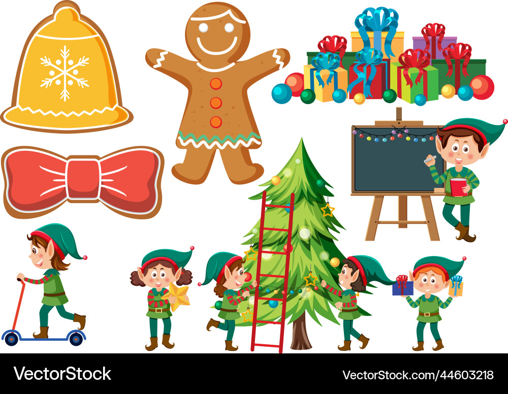 Christmas characters and elements set Christmas characters and elements set vector image