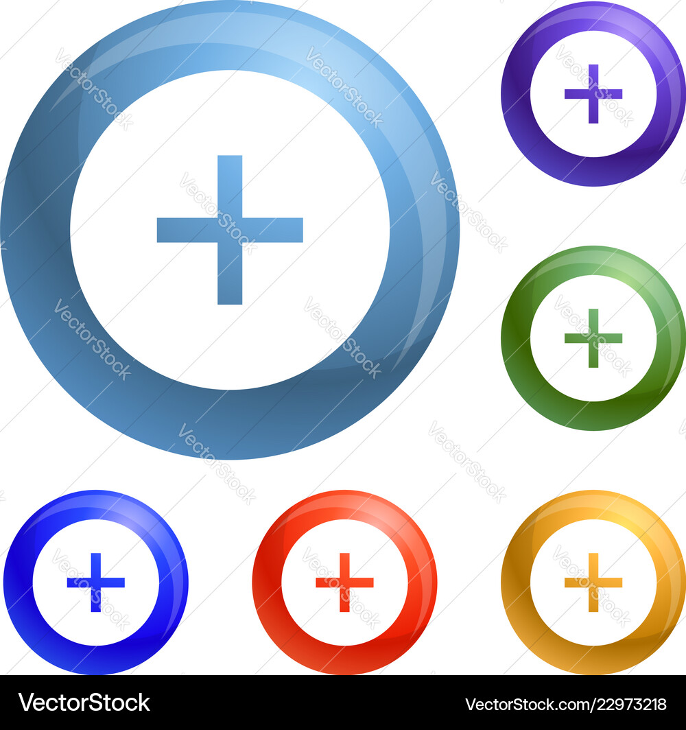 Circle Plus Icons - Add & Connect Vector Image