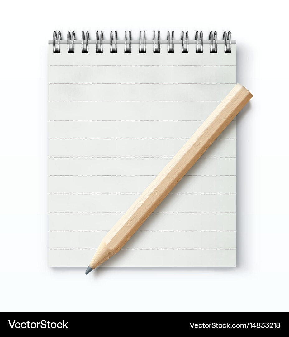 Coil Bound Notebook with Pencil Vector Image