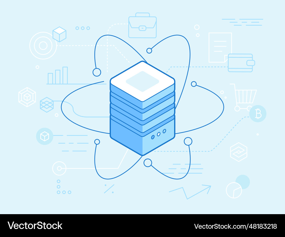 Flat linear in blue colors - blockchain Flat linear in blue colors - blockchain vector image