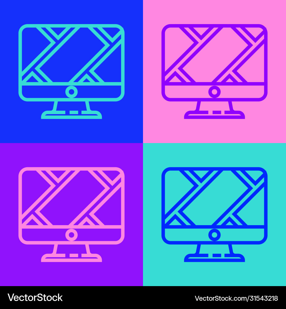 Folded Map & Computer Monitor Vector Image