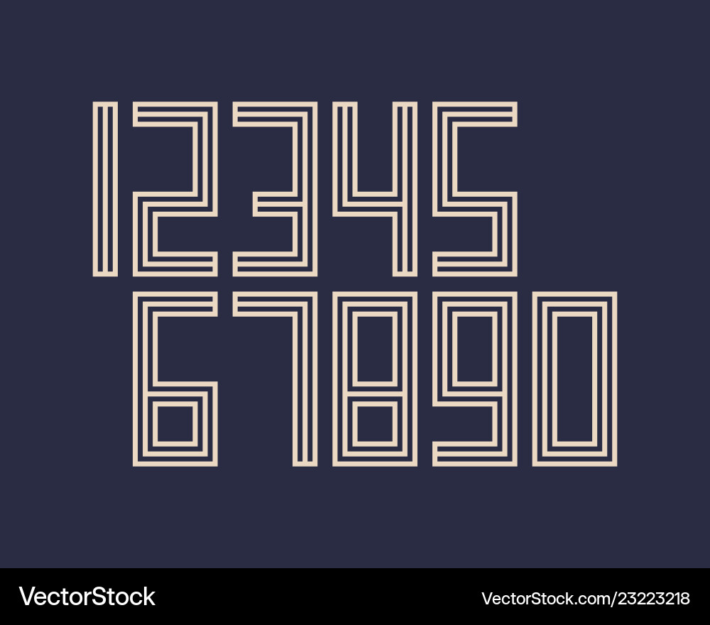 Geometric font line digital effect design numbers vector image