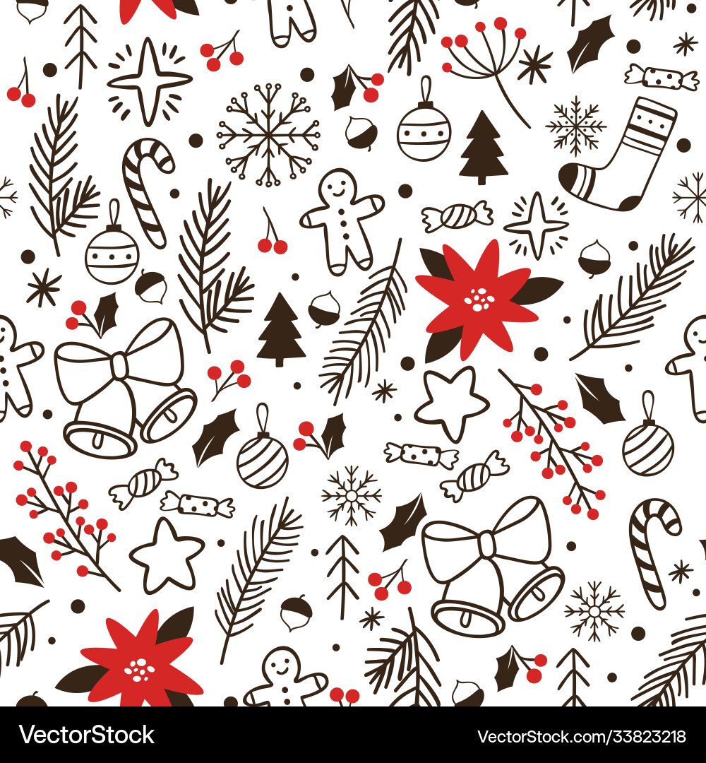 Hand drawn winter seamless pattern sketch Vector Image