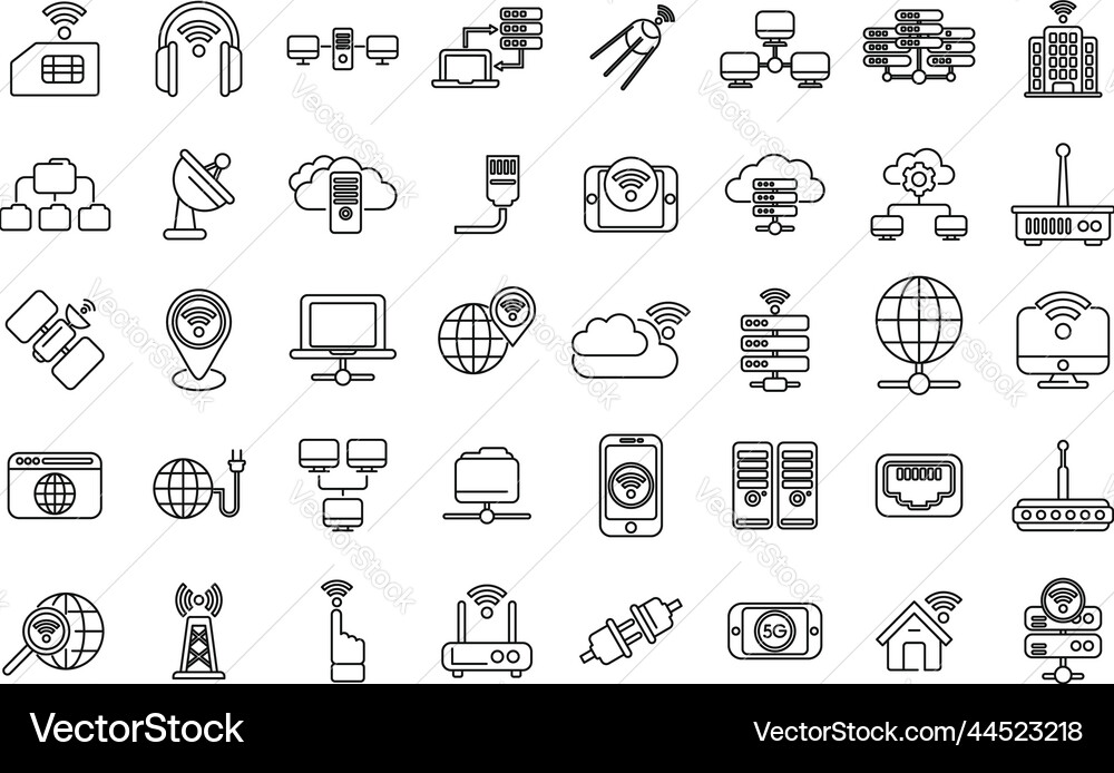 Internet provider icons set outline host Vector Image