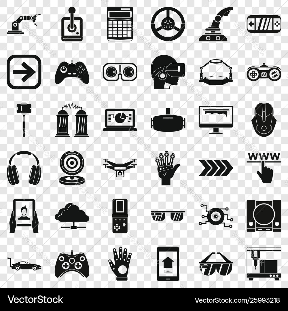 Monitor icons set simple style vector image