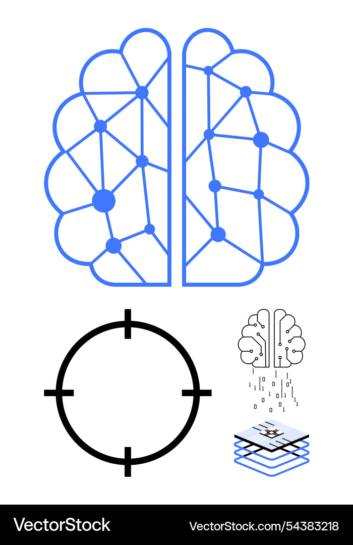 Neural network brain data layers and target Neural network brain data layers and target vector image