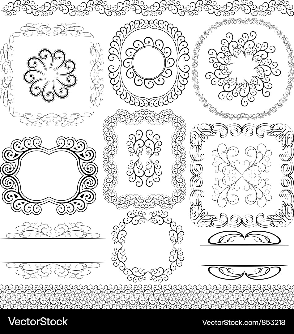 Ornate Floral Borders & Frames vector image