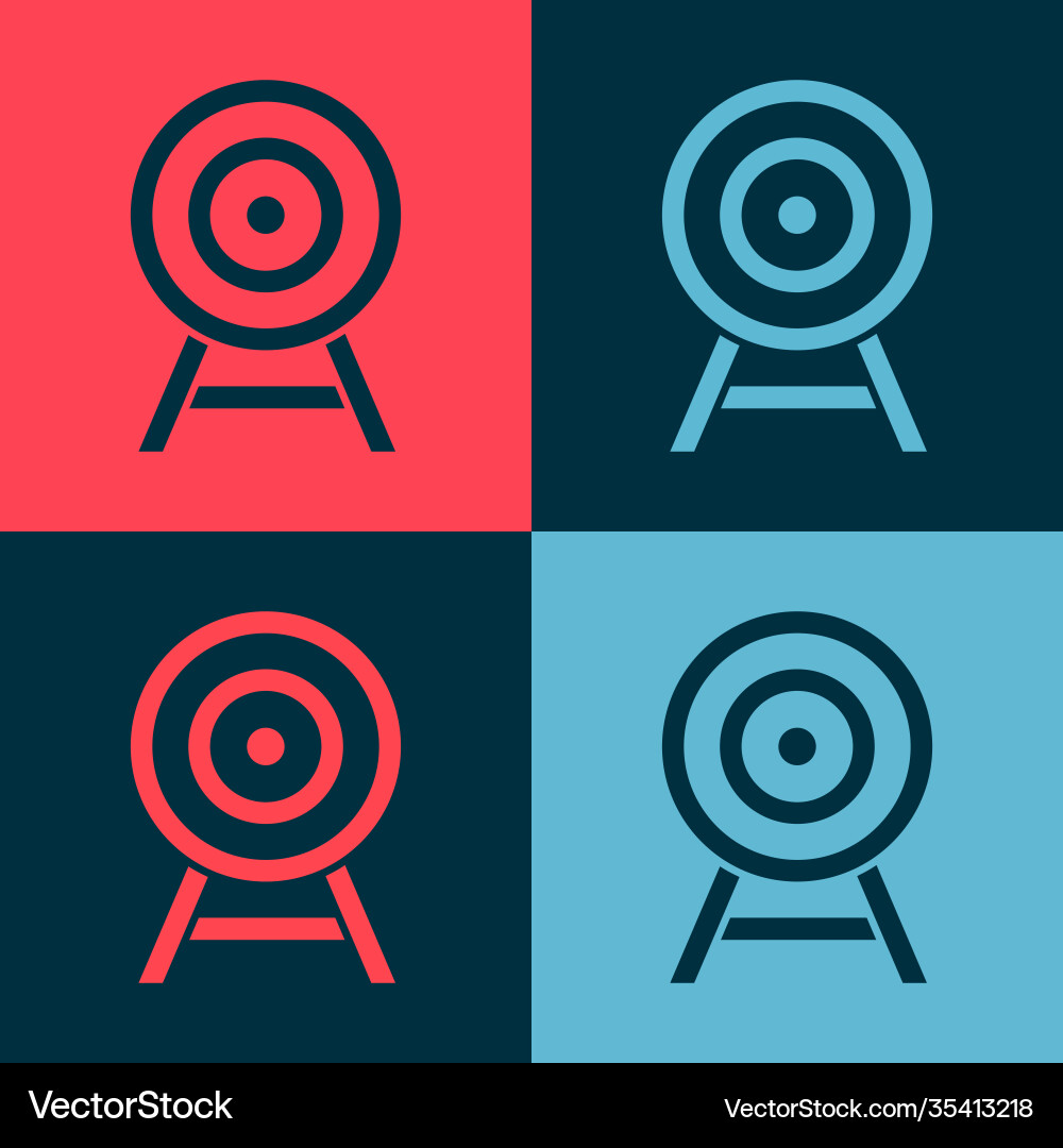 Pop art target with arrow icon isolated on color Pop art target with arrow icon isolated on color vector image