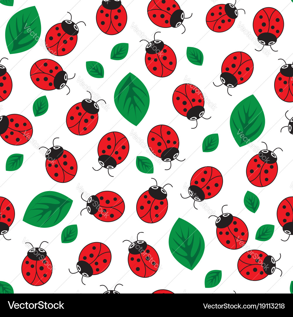 Red Ladybug with Leaf Pattern vector image