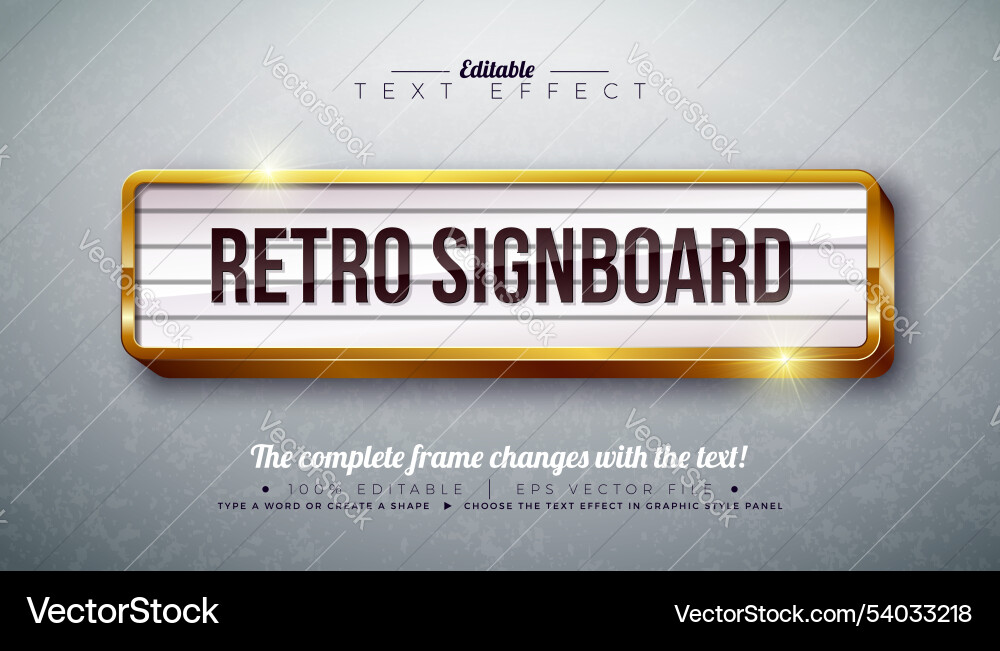 Retro signboard 3d text effect design editable Retro signboard 3d text effect design editable Vector Image