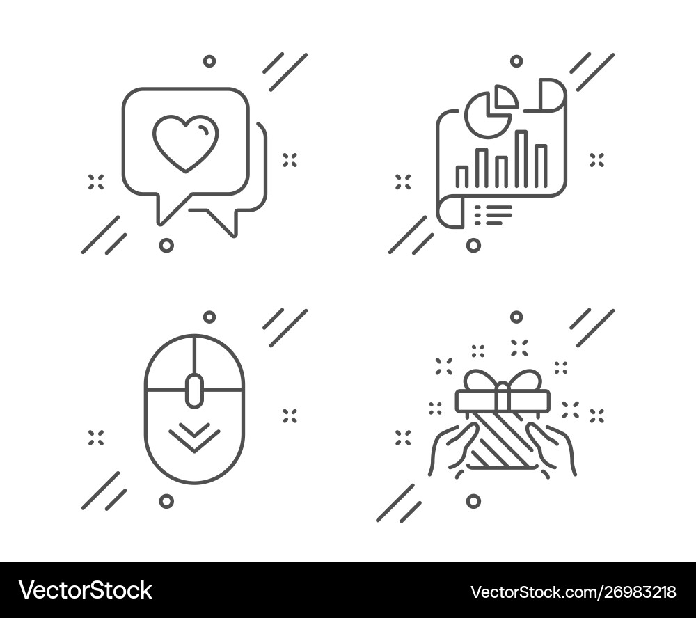 Scroll down heart and report document icons set Scroll down heart and report document icons set vector image