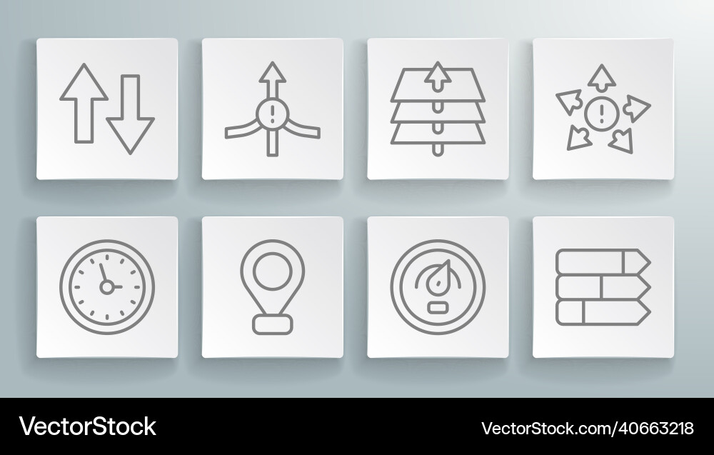 Set line clock arrow location digital speed Set line clock arrow location digital speed vector image