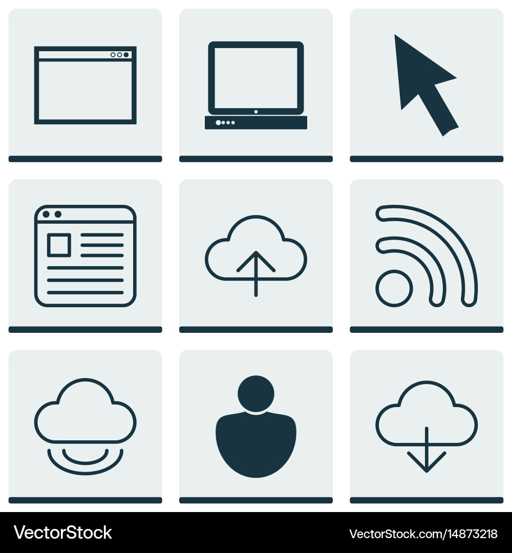 Set of 9 web icons includes wifi save data Vector Image