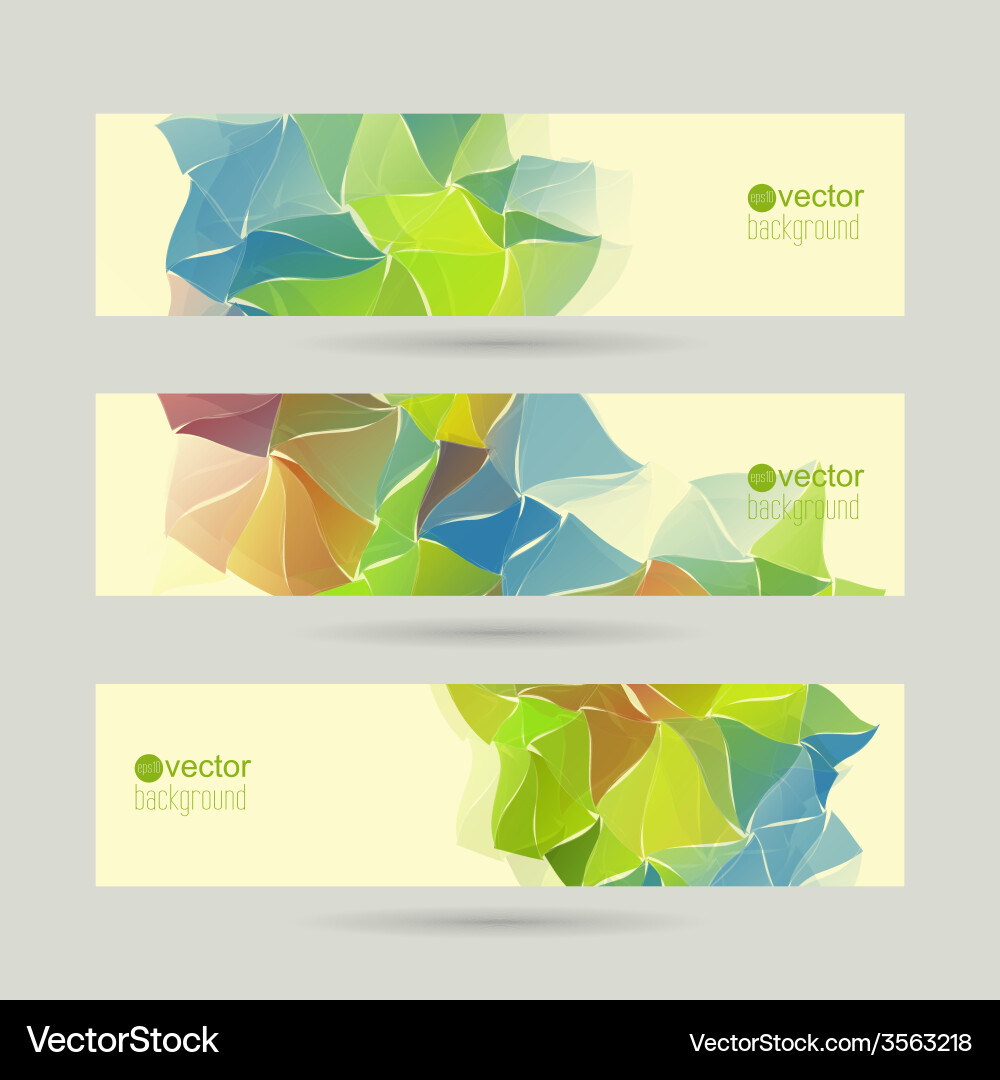 Set of banners with triangles and polygon mesh vector image