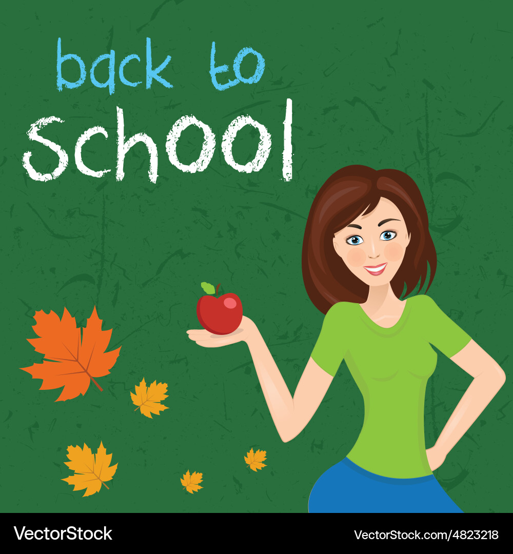 Teacher in school classwith board with text vector image