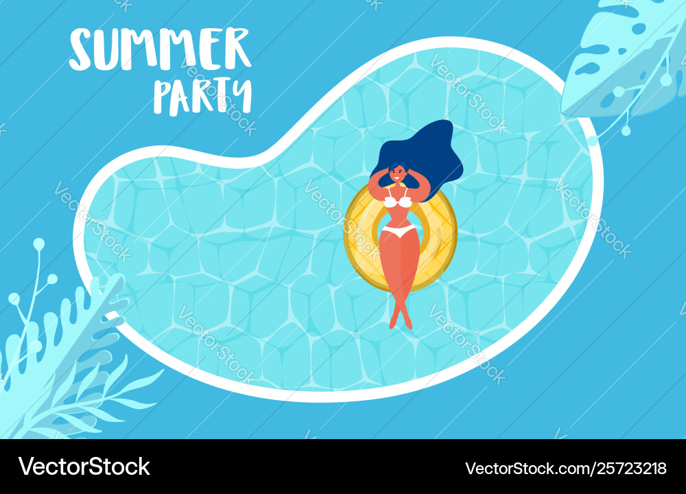 Top view summer pool party time Top view summer pool party time vector image